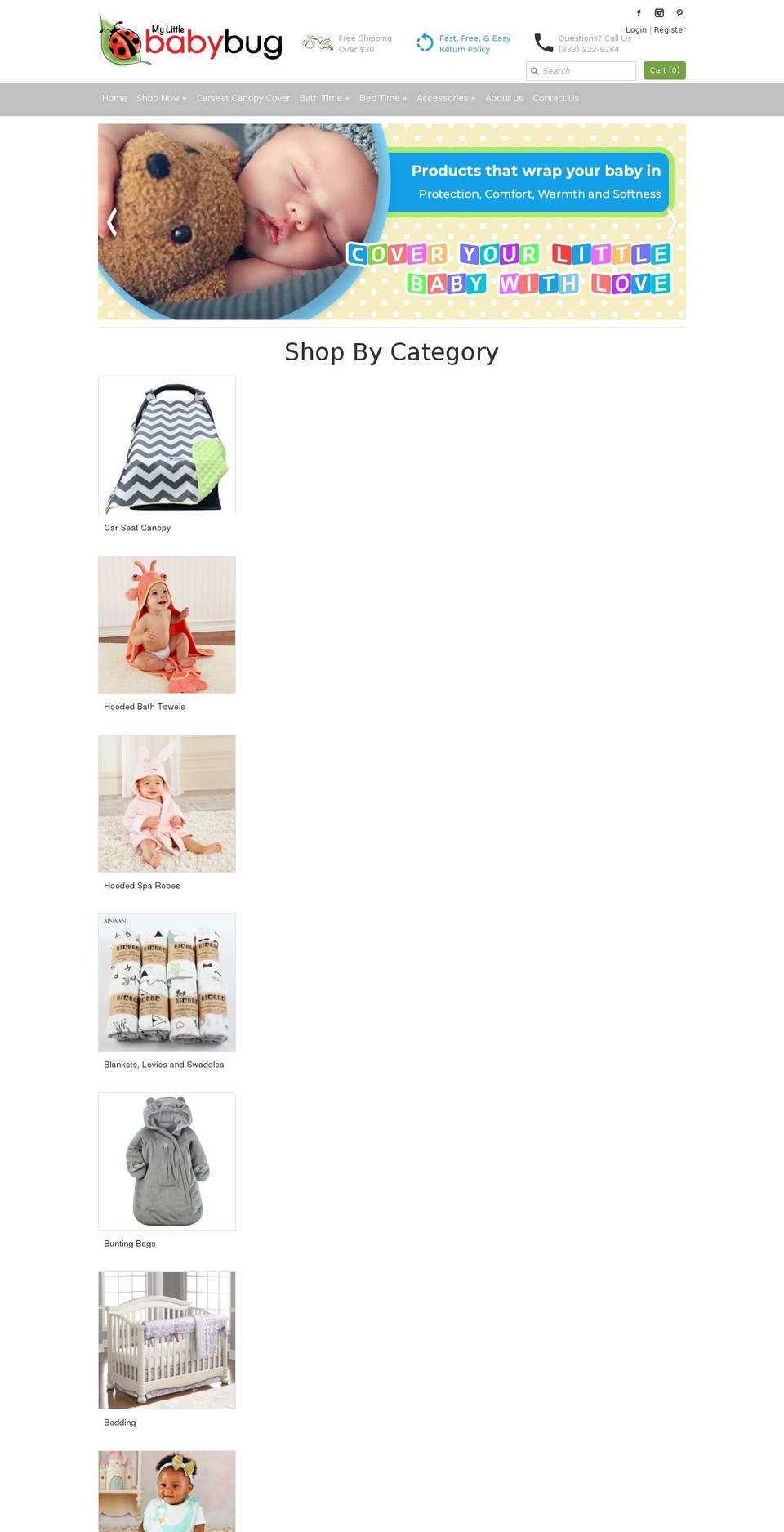 mylittlebabybug.com — Shopify storefront screenshot