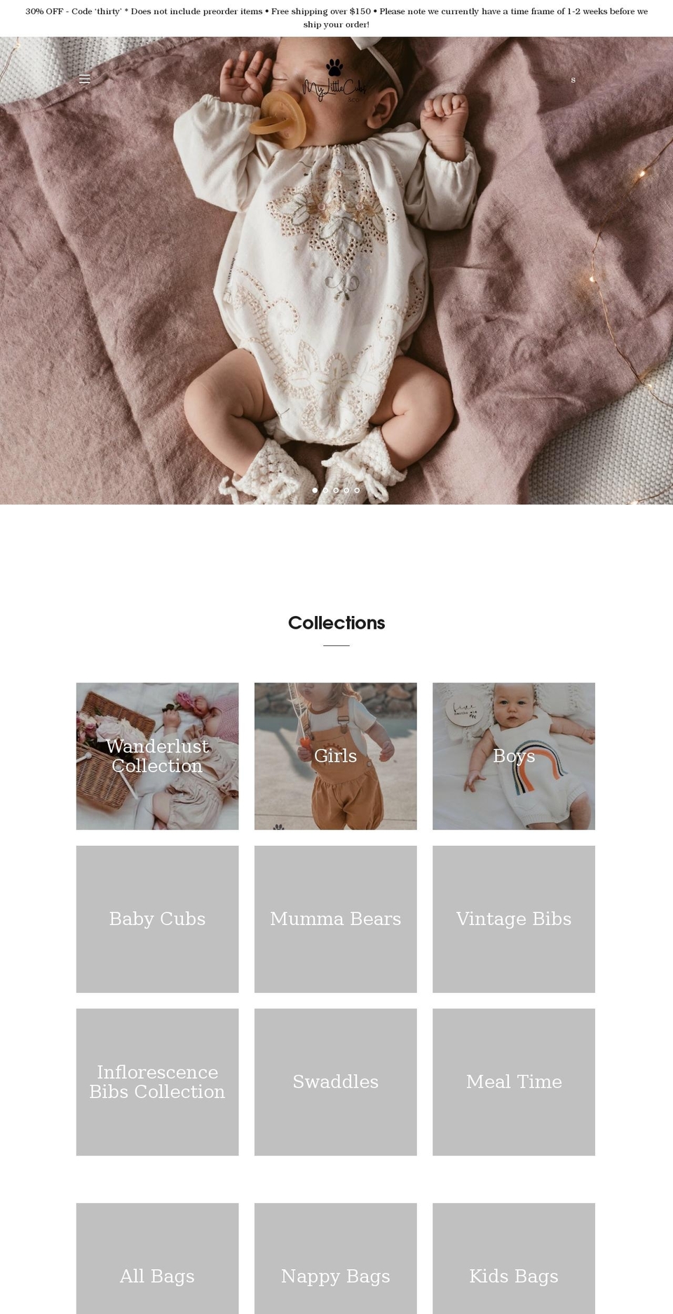 mylittlecubsnco.com.au shopify website screenshot