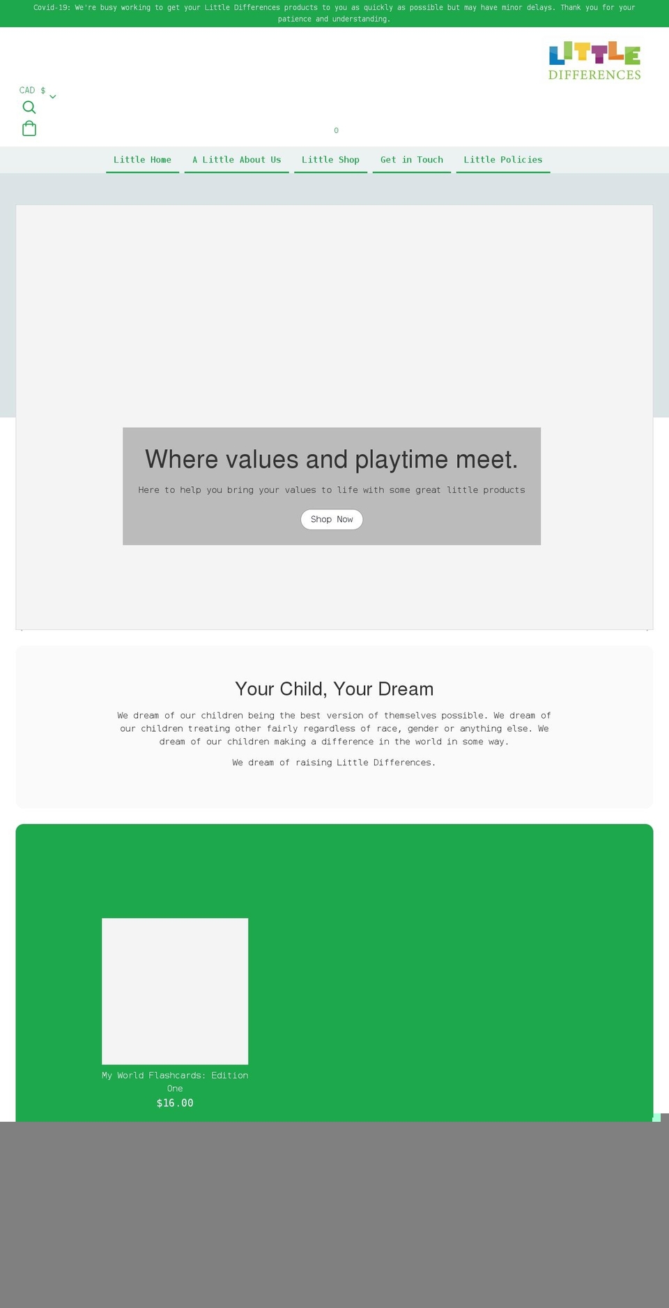 mylittledifferences.com shopify website screenshot