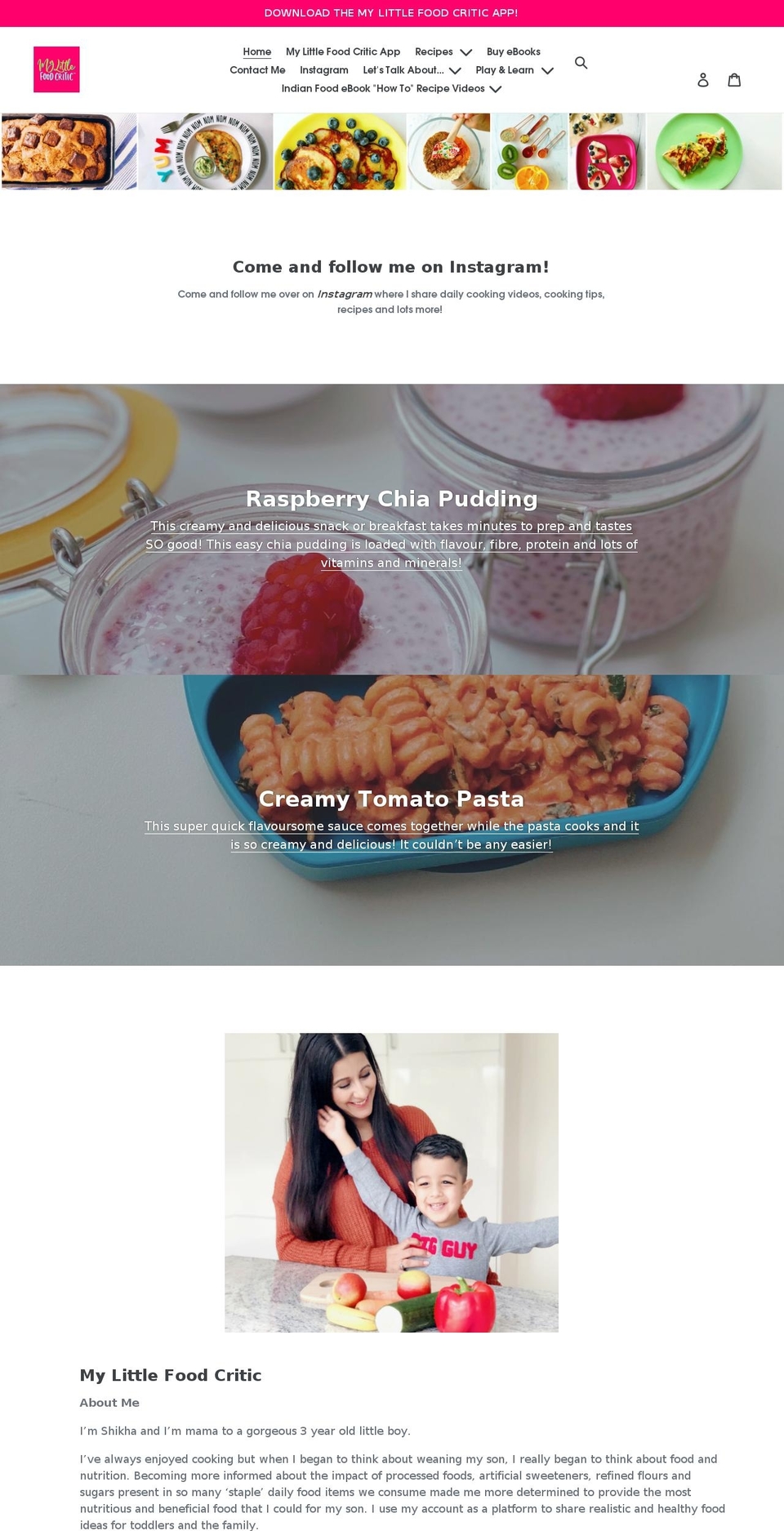 mylittlefoodcritic.com shopify website screenshot