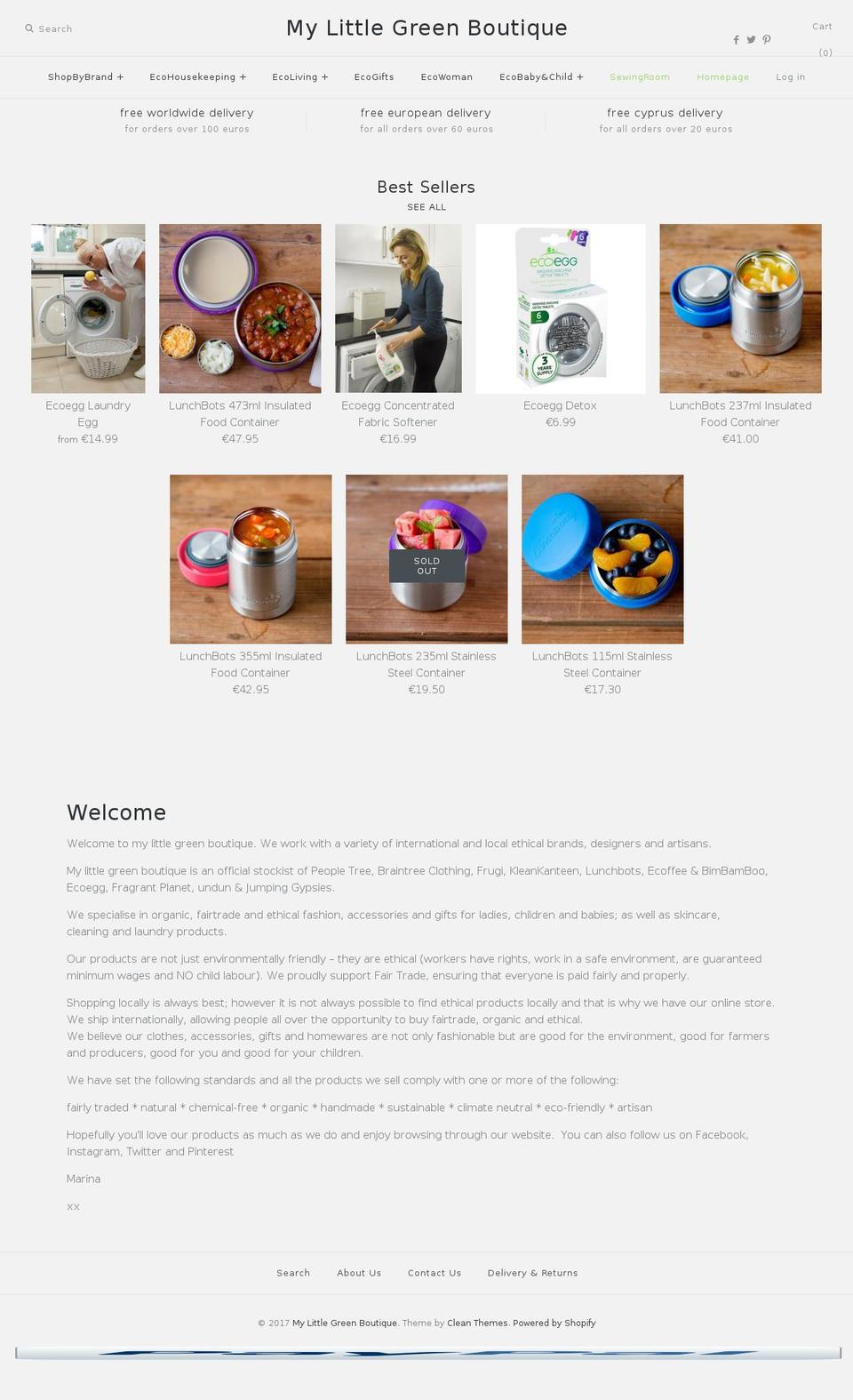 mylittlegreenboutique.com shopify website screenshot