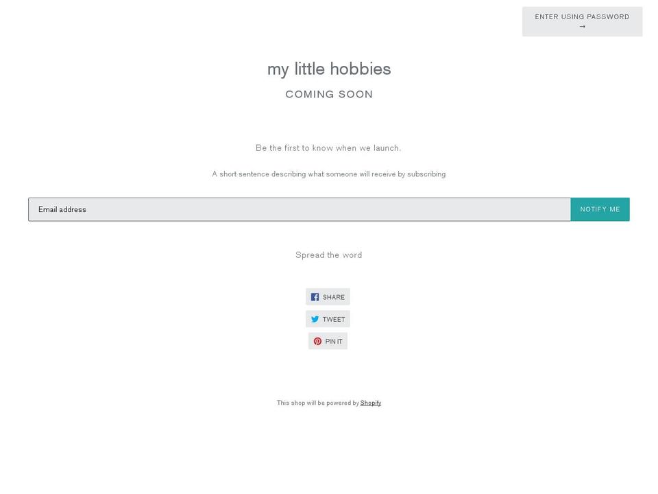 mylittlehobbies.com — Shopify storefront screenshot