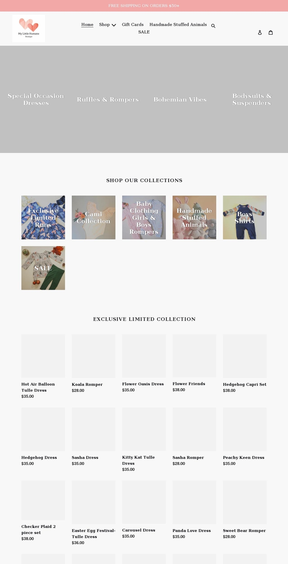 mylittlehumansboutique.com shopify website screenshot