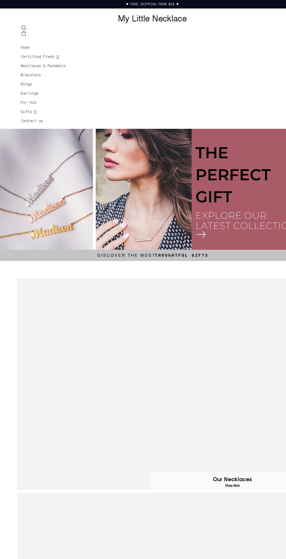 mylittlenecklace.com shopify website screenshot