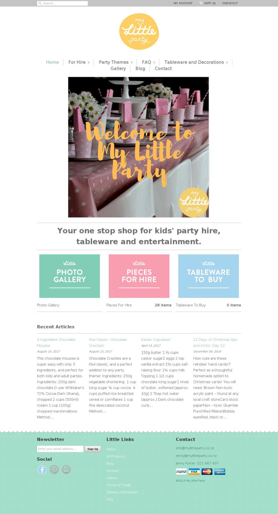 mylittleparty.co.nz shopify website screenshot