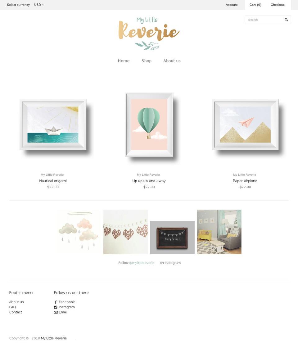 mylittlereverie.com — Shopify storefront screenshot