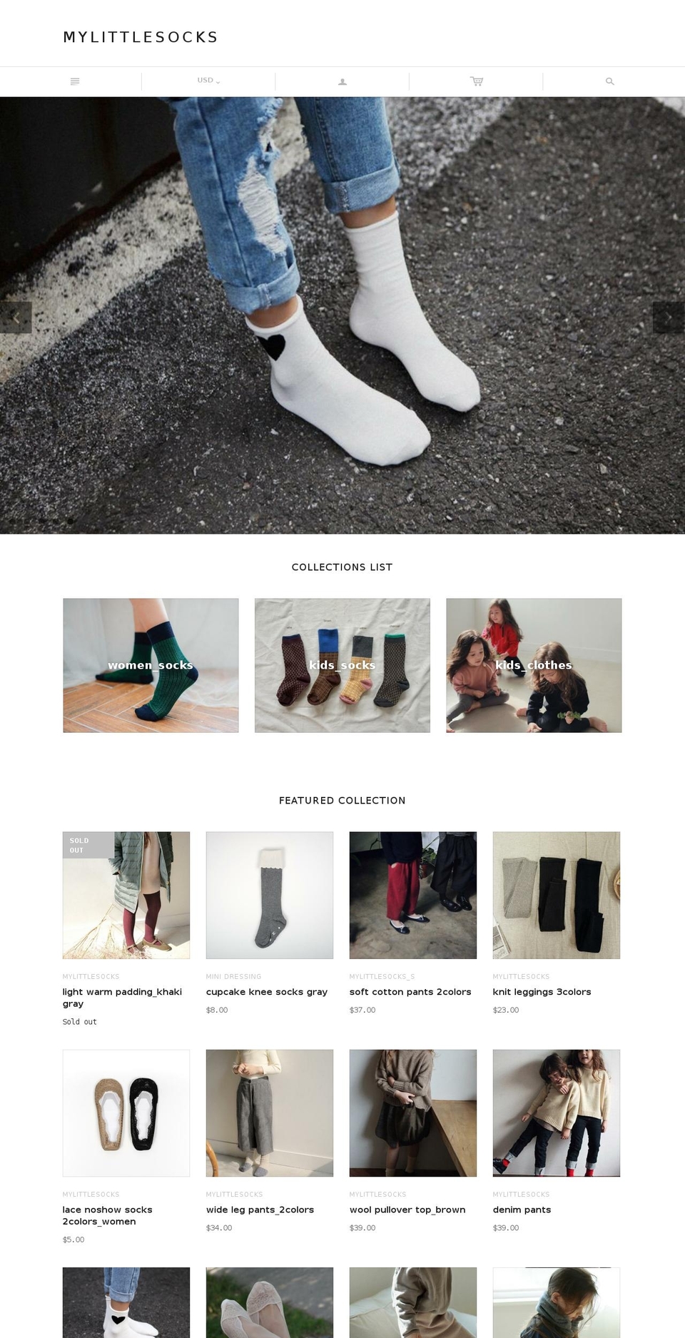 mylittlesocks.com — Shopify storefront screenshot