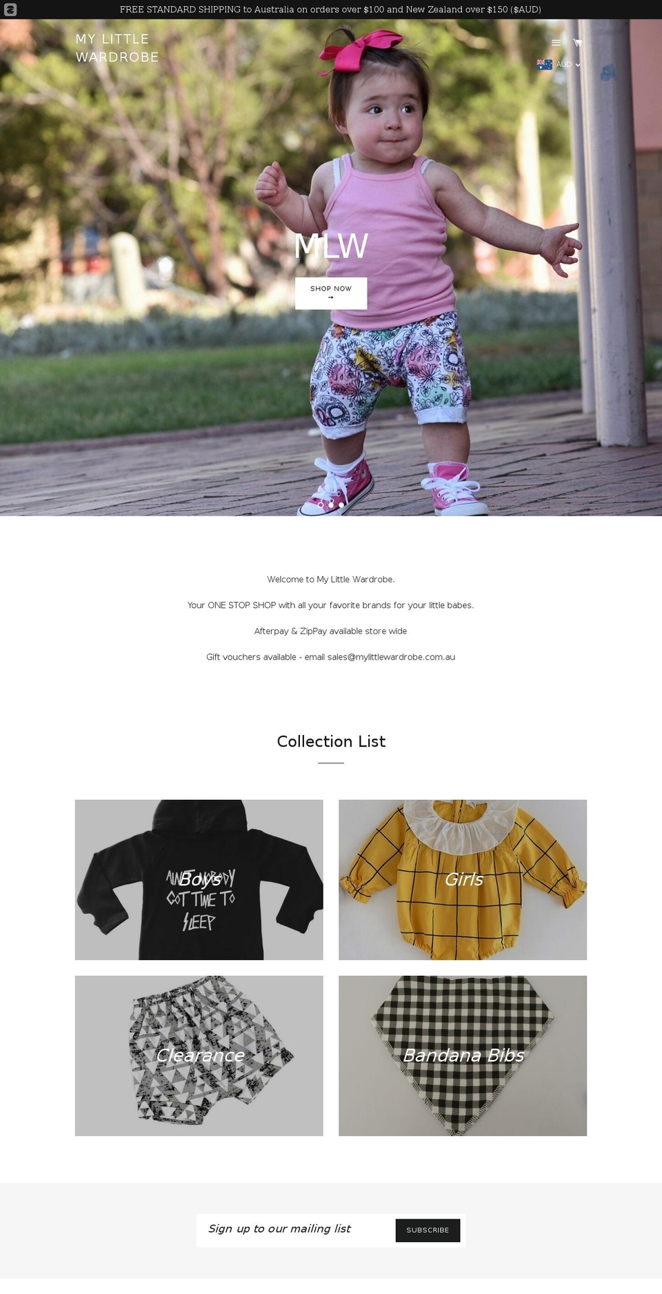 mylittlewardrobe.com.au shopify website screenshot