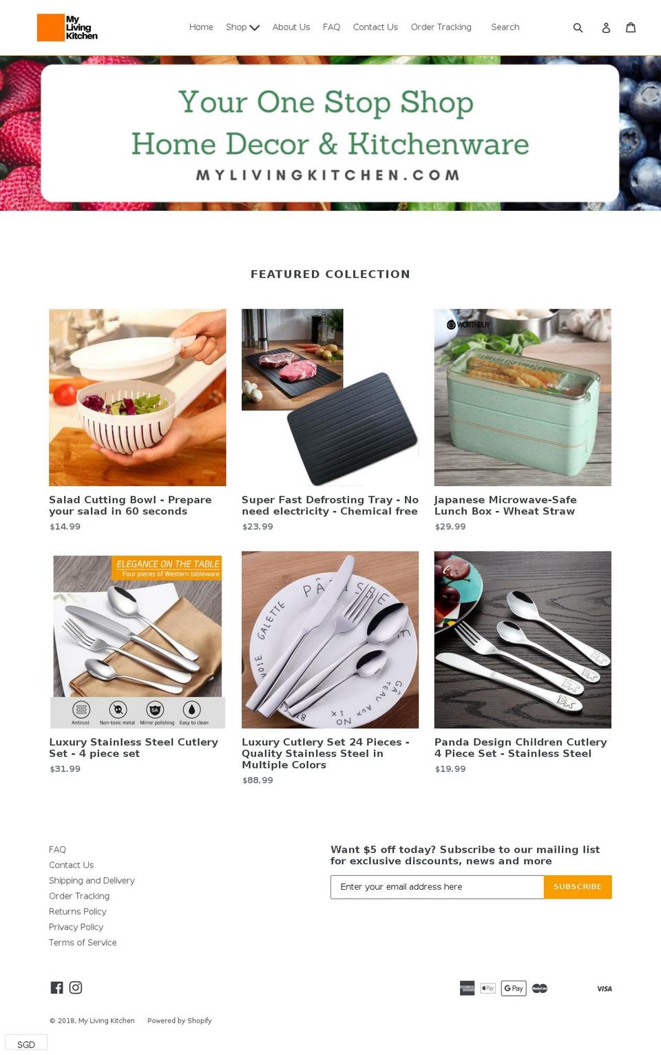 mylivingkitchen.com — Shopify storefront screenshot