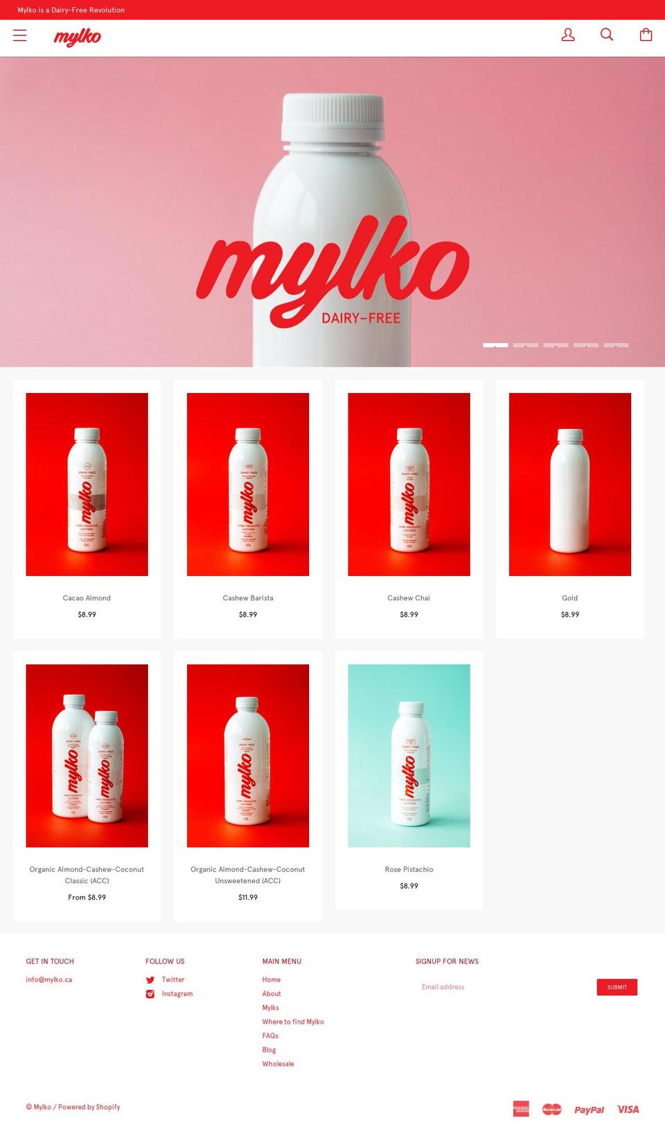 mylko.ca shopify website screenshot