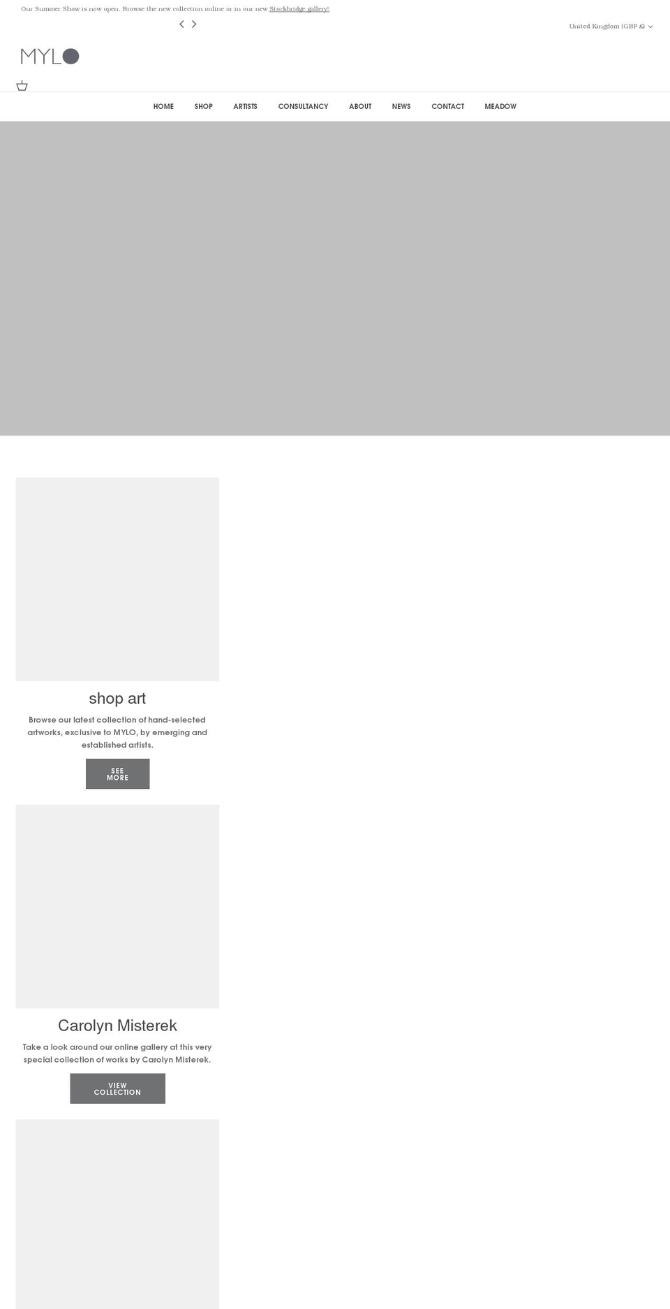 myloart.co.uk shopify website screenshot