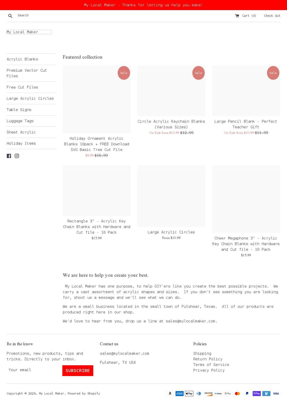 mylocalmaker.com shopify website screenshot