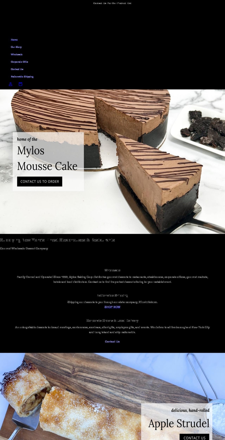 mylosbakingcorp.com shopify website screenshot