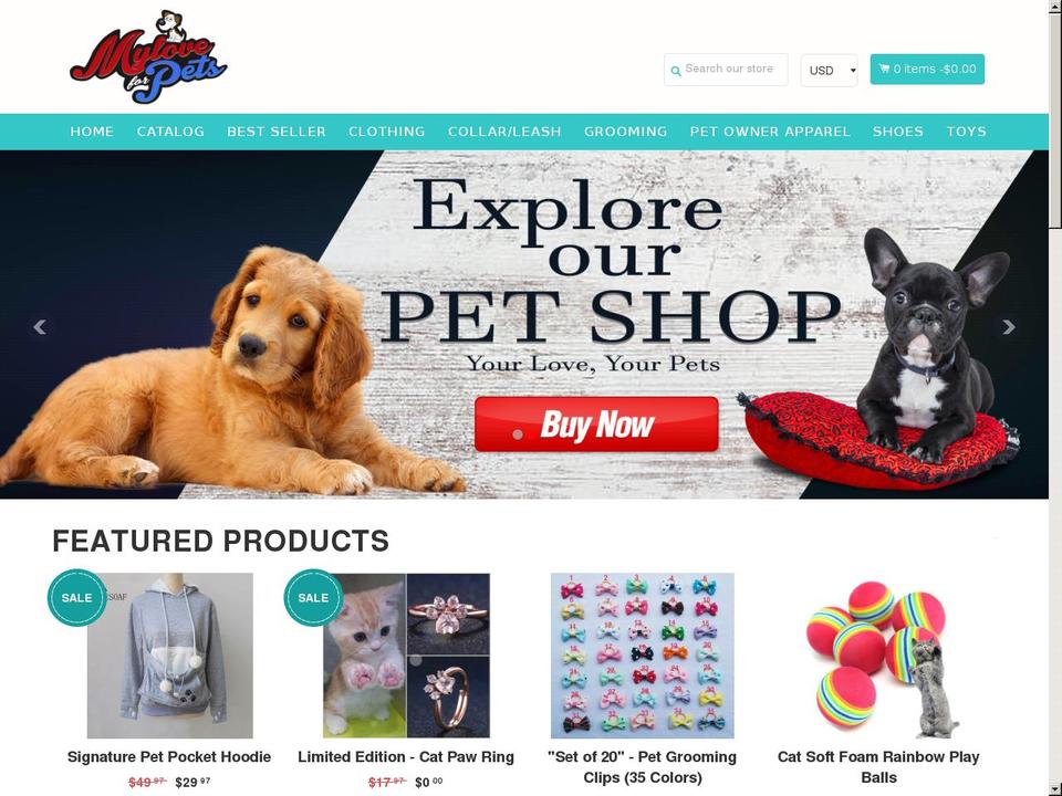 EcomClub Shopify theme site example myloveforpets.com