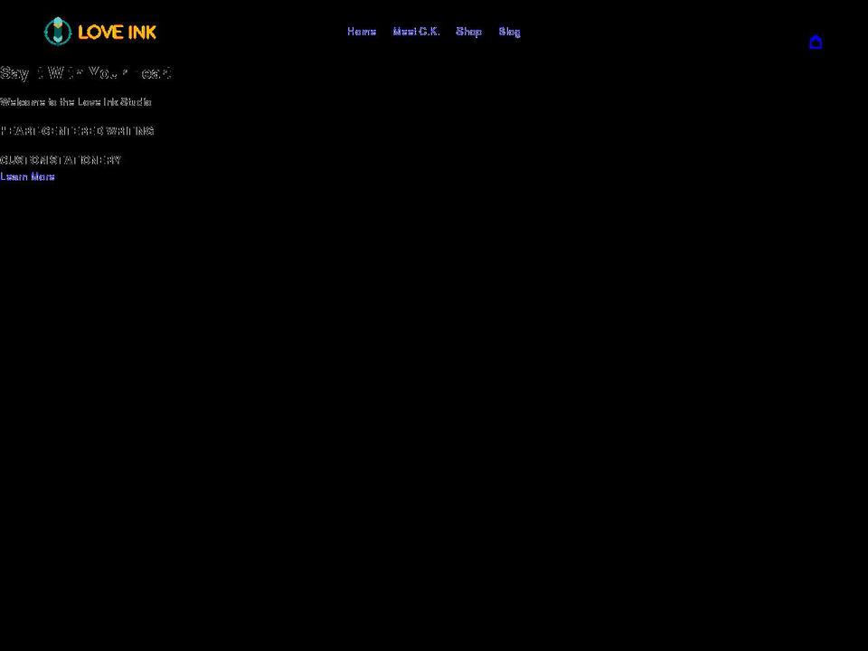 myloveink.com shopify website screenshot