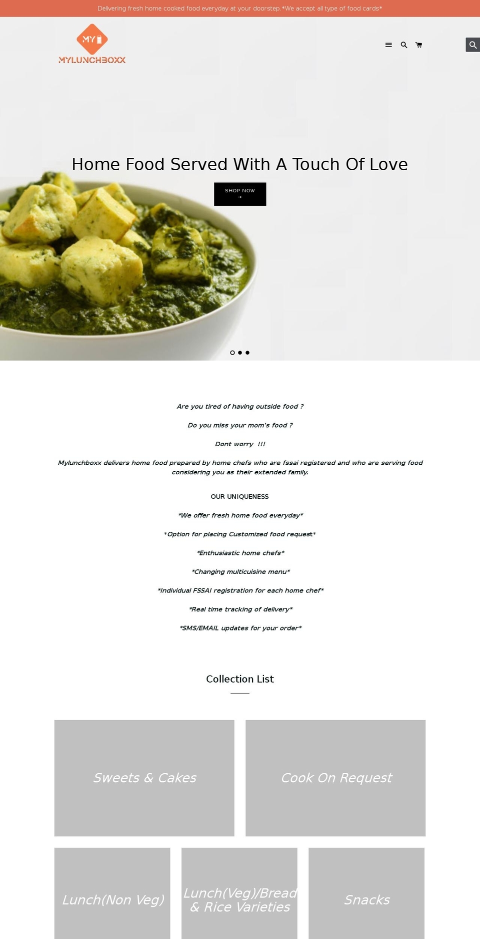 mylunchboxx.com — Shopify storefront screenshot