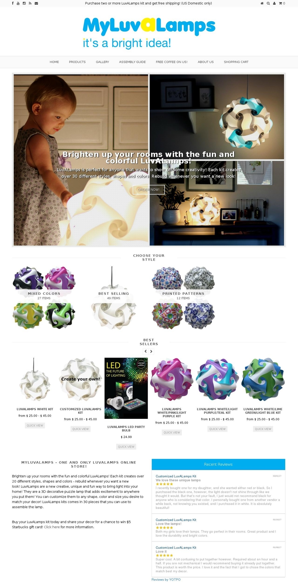 myluvalamps.com shopify website screenshot