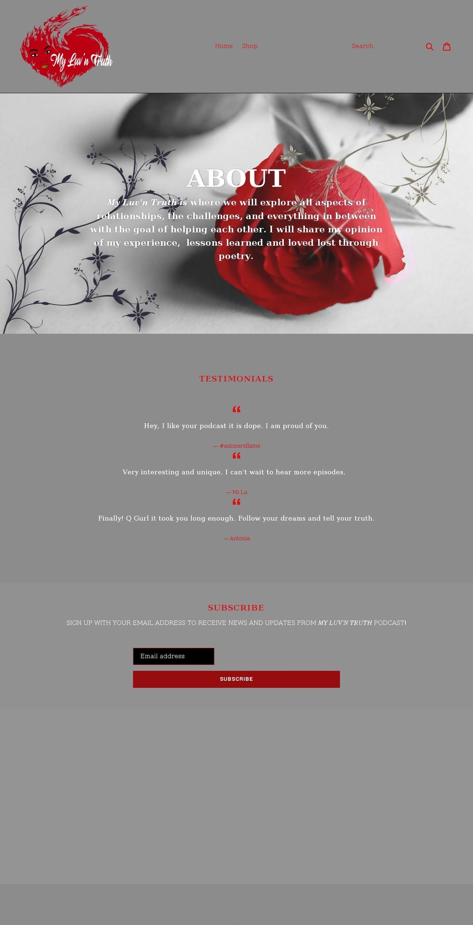 myluvntruth.com shopify website screenshot