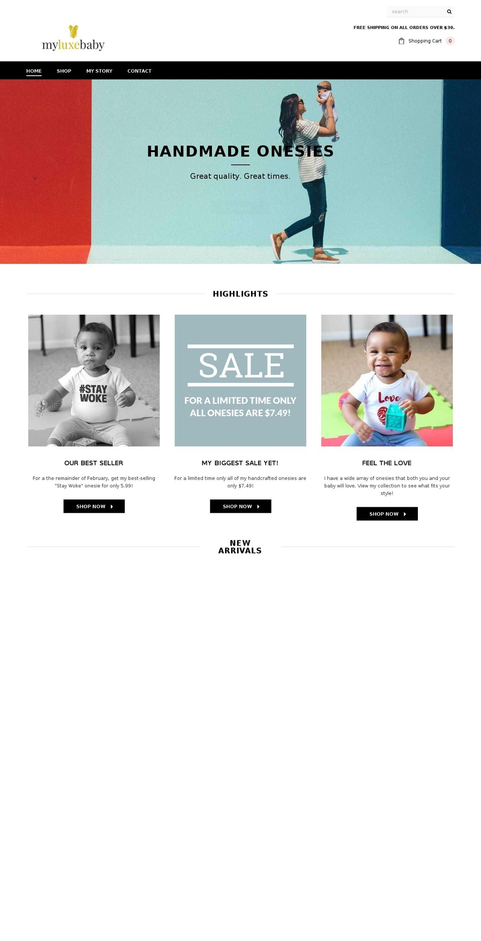 myluxebaby.com — Shopify storefront screenshot