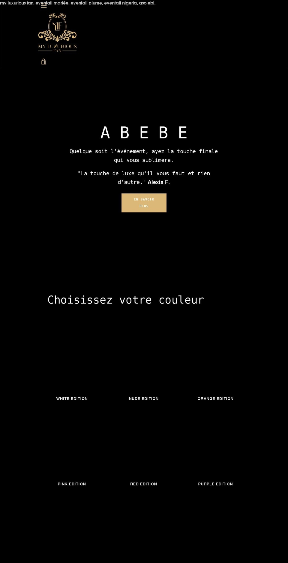 myluxuriousfan.com shopify website screenshot