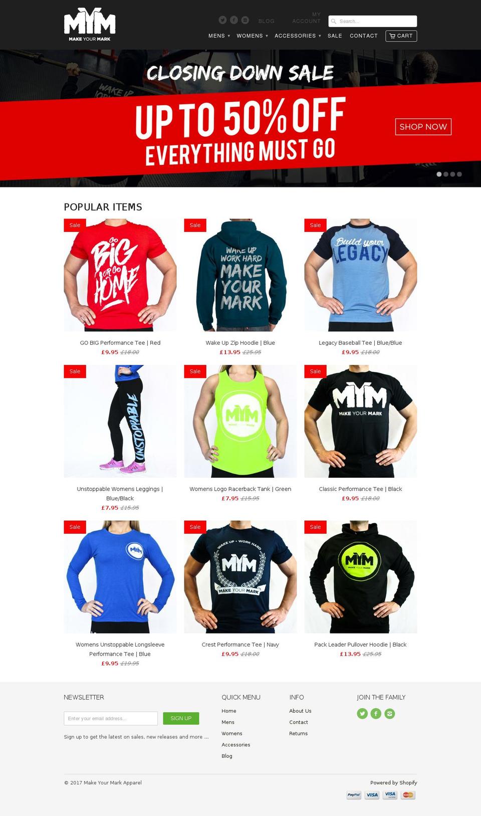 mym-apparel.com shopify website screenshot
