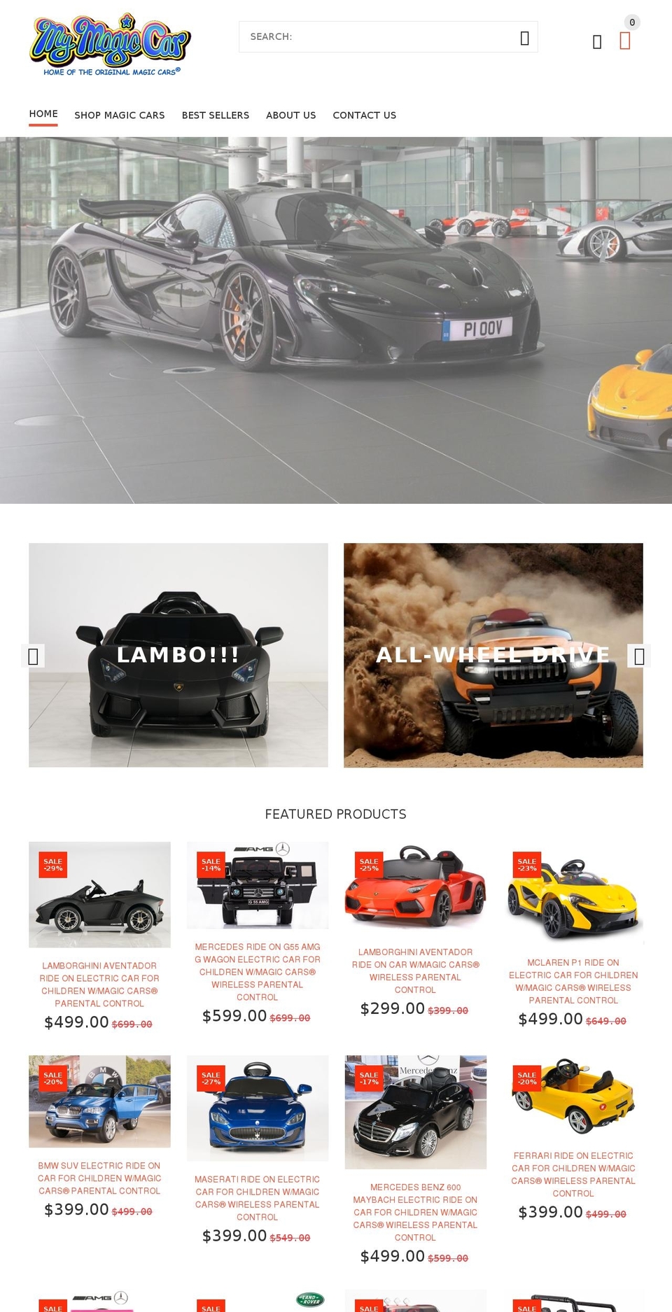 mymagiccars.com — Shopify storefront screenshot