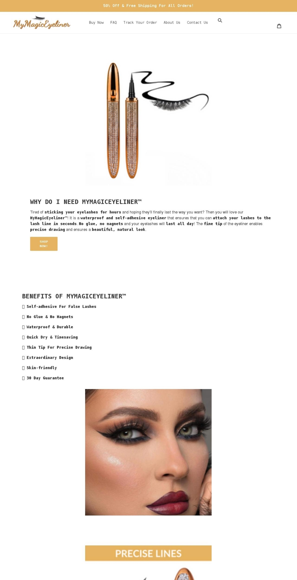 mymagiceyeliner.com shopify website screenshot