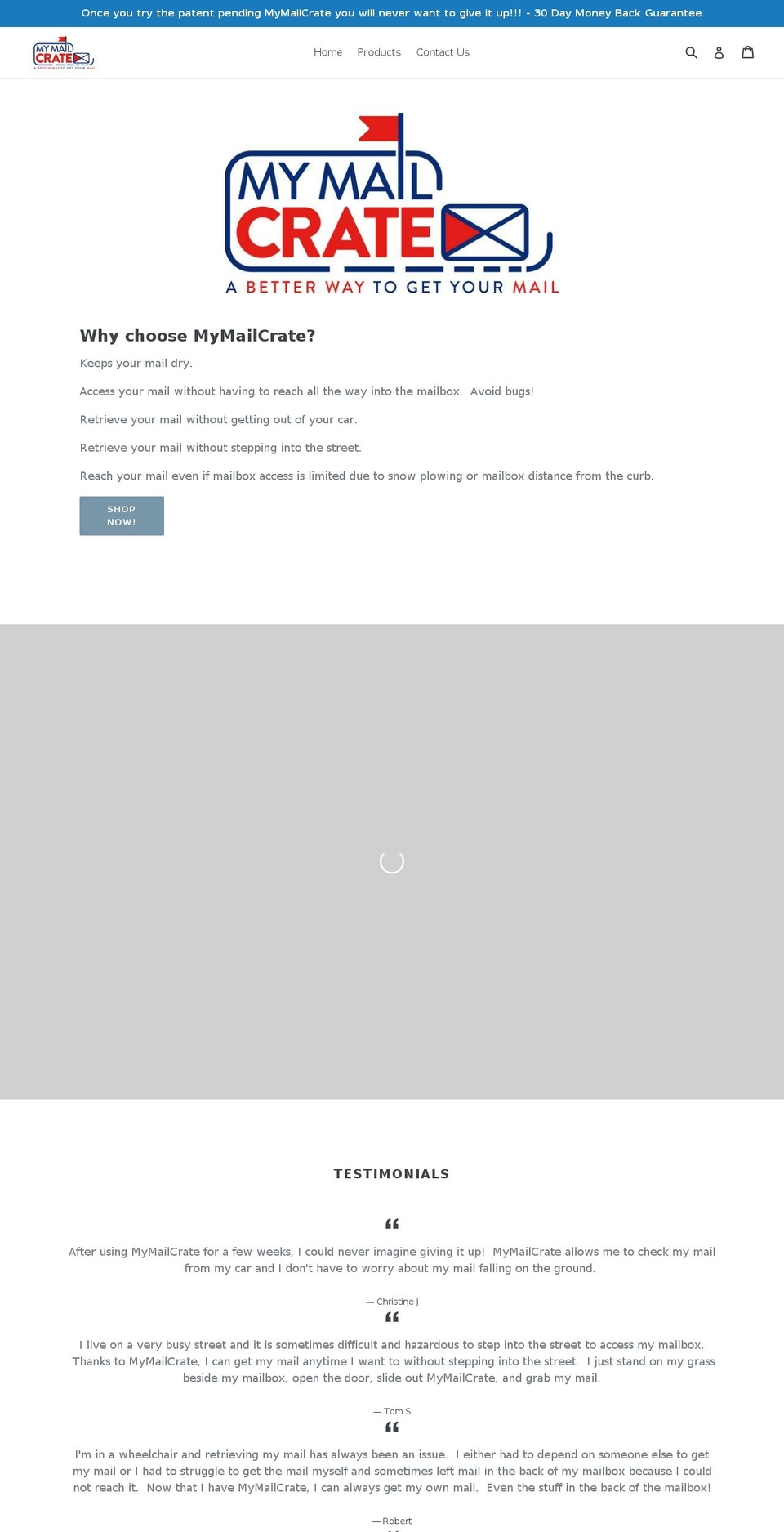 mymailcrate.com — Shopify storefront screenshot