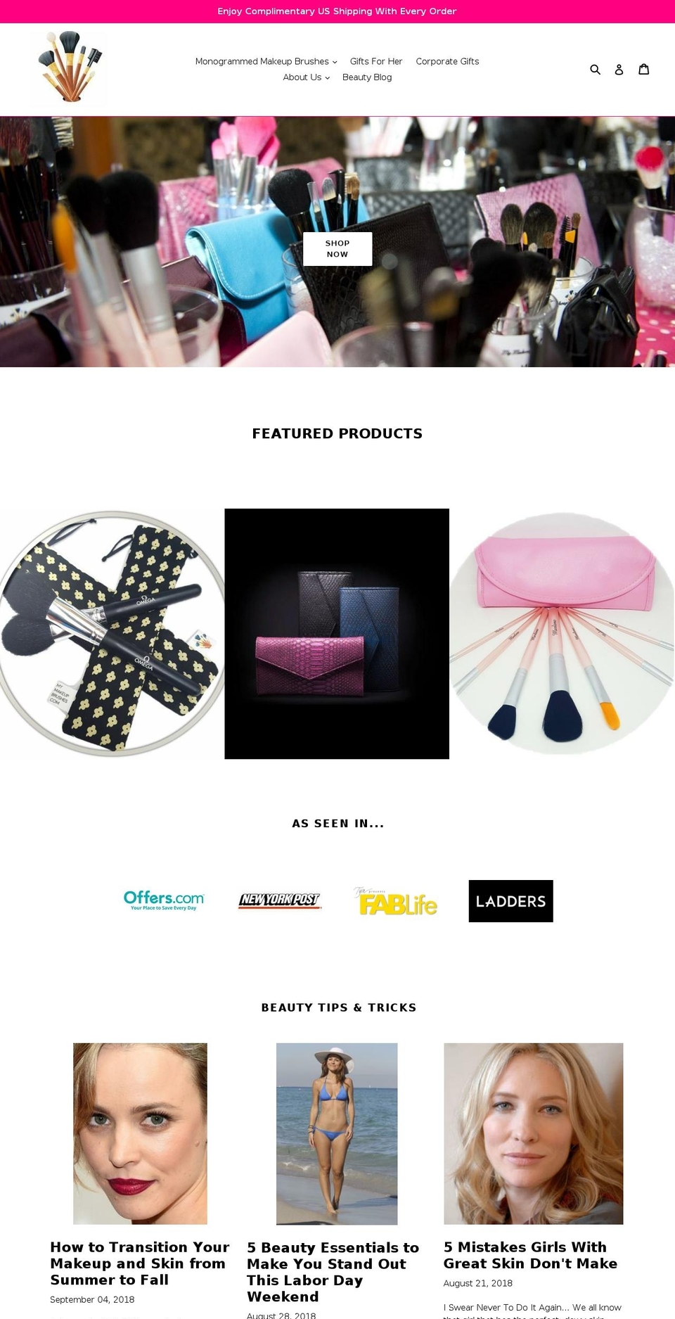 mymakeupbrushsets.com — Shopify storefront screenshot