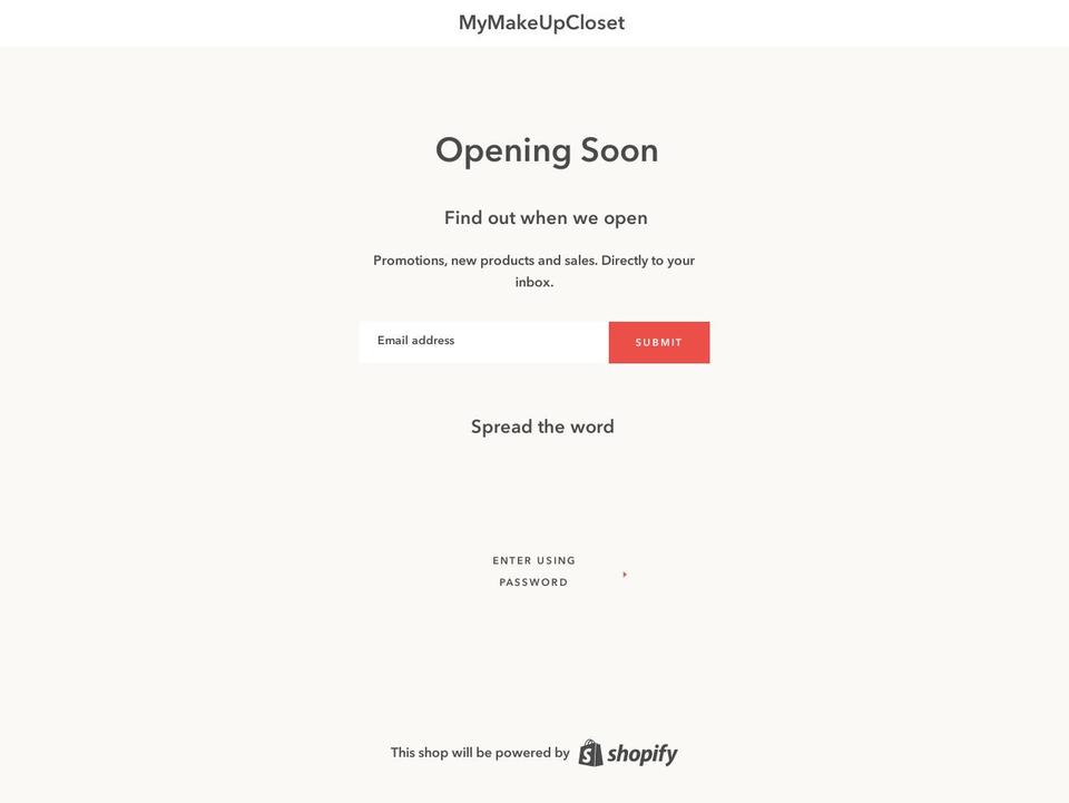 mymakeupcloset.com — Shopify storefront screenshot