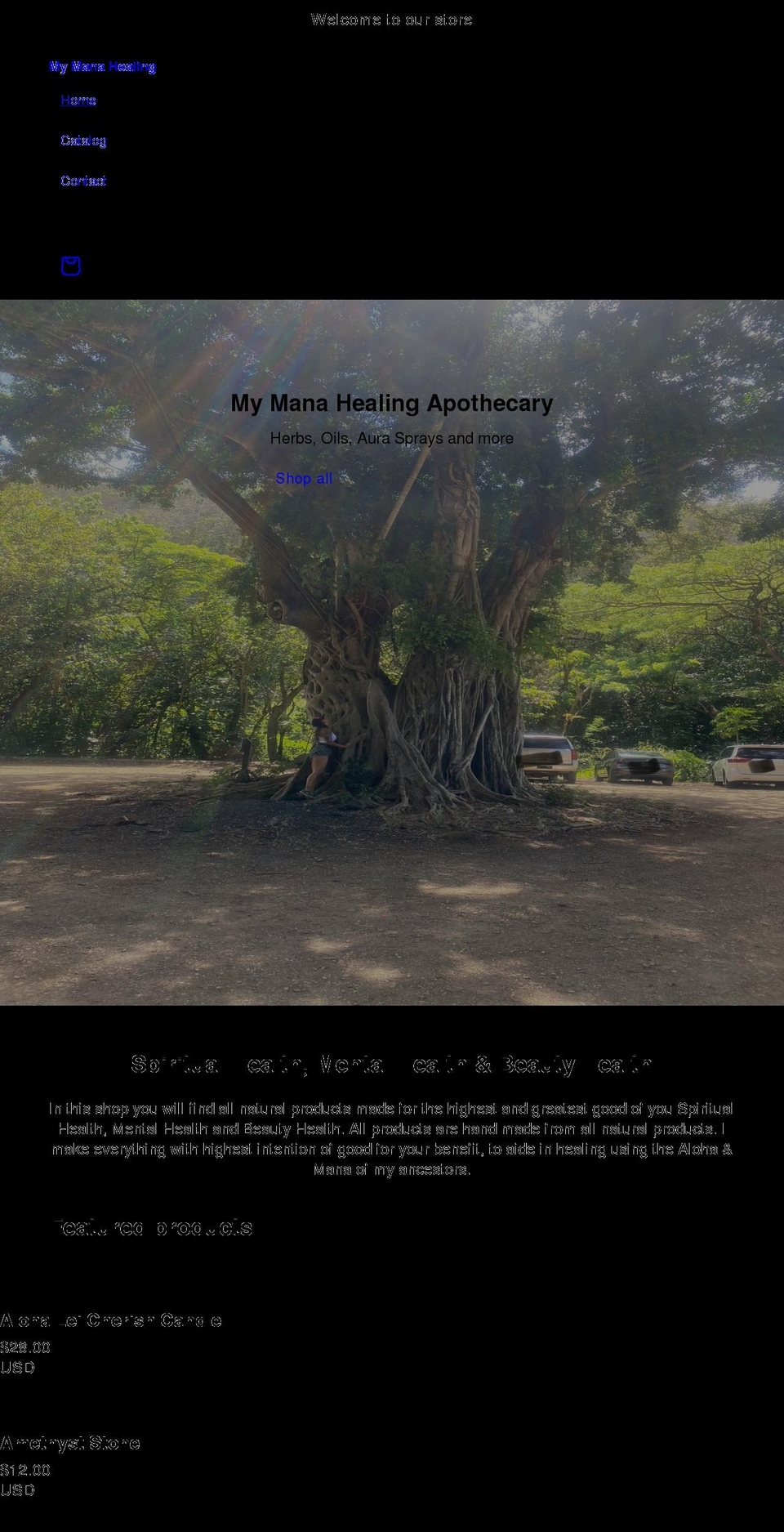 mymanahealing.com shopify website screenshot