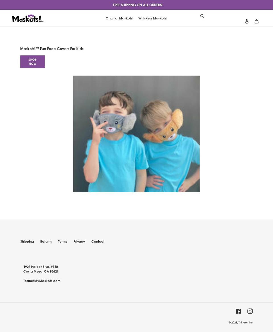 mymaskots.com shopify website screenshot