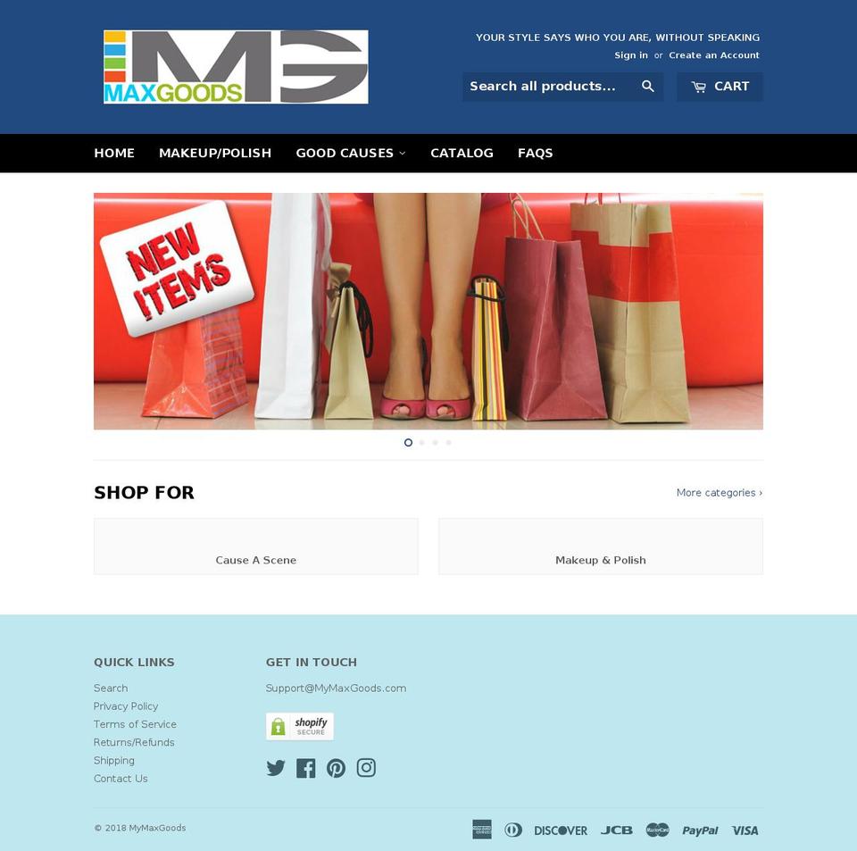 mymaxgoods.com — Shopify storefront screenshot
