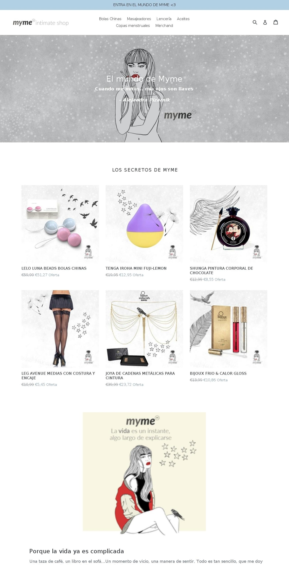 myme.es shopify website screenshot