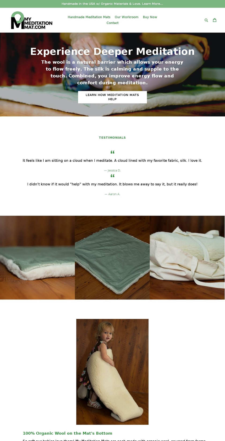 mymeditationmat.com shopify website screenshot