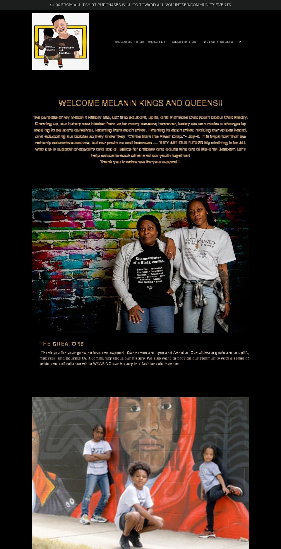 mymelaninhistory365.com shopify website screenshot