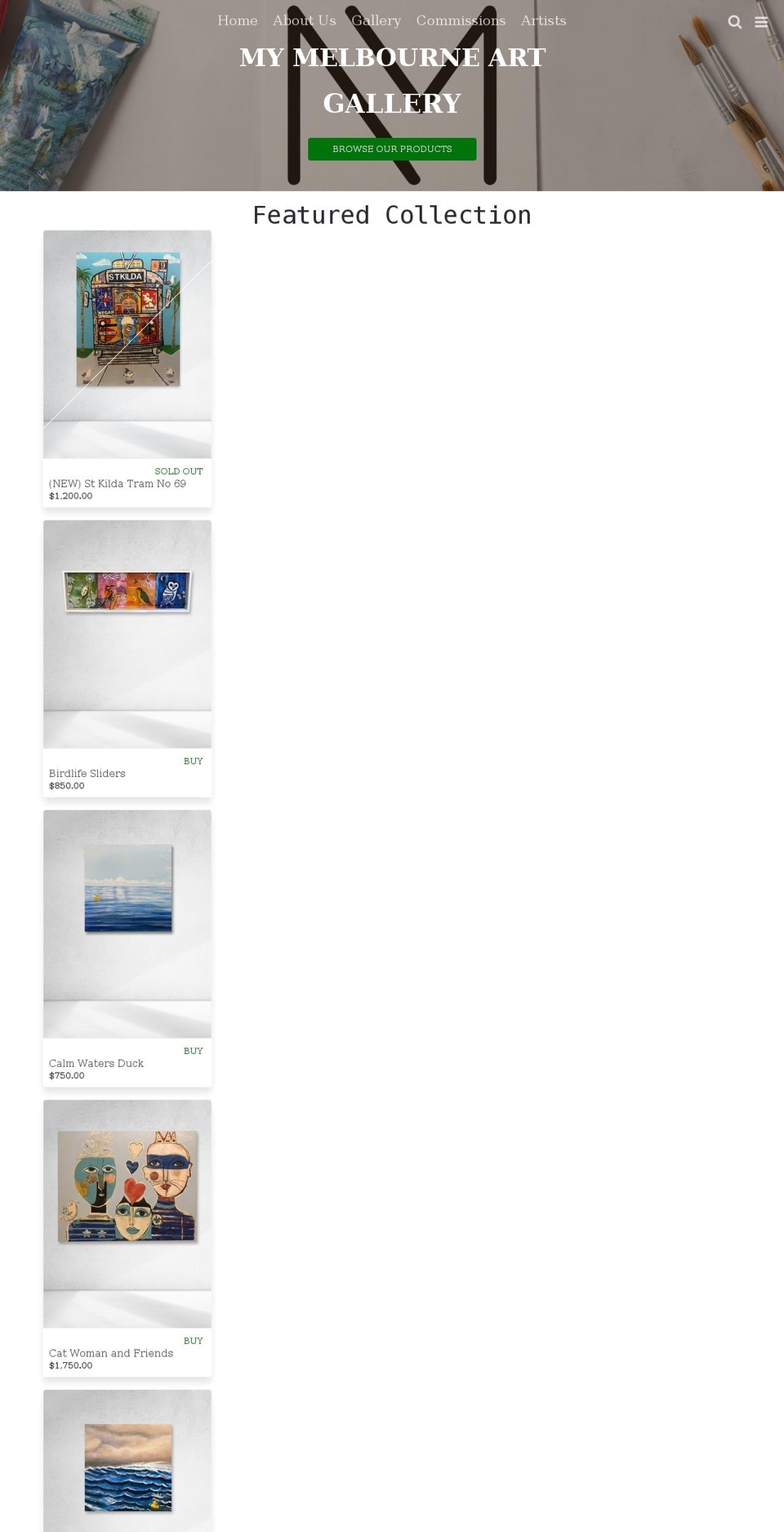 mymelbourneart.com — Shopify storefront screenshot