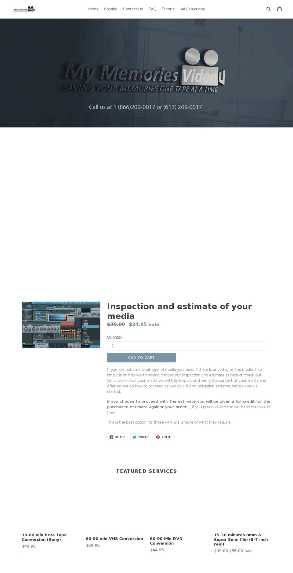 mymemoriesvideo.com — Shopify storefront screenshot
