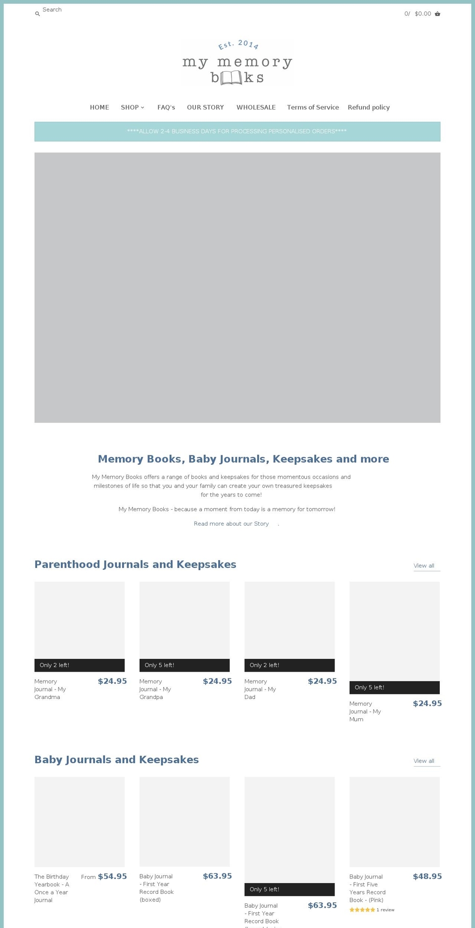 mymemorybooks.com.au shopify website screenshot
