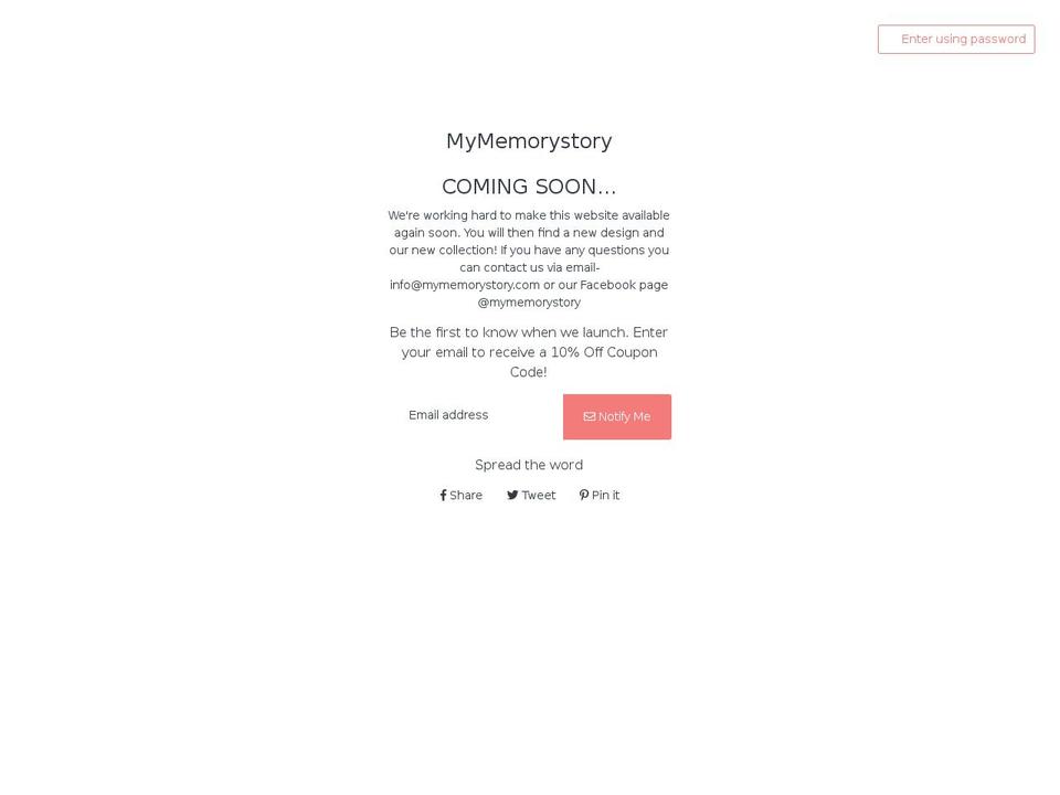 mymemorystory.com shopify website screenshot