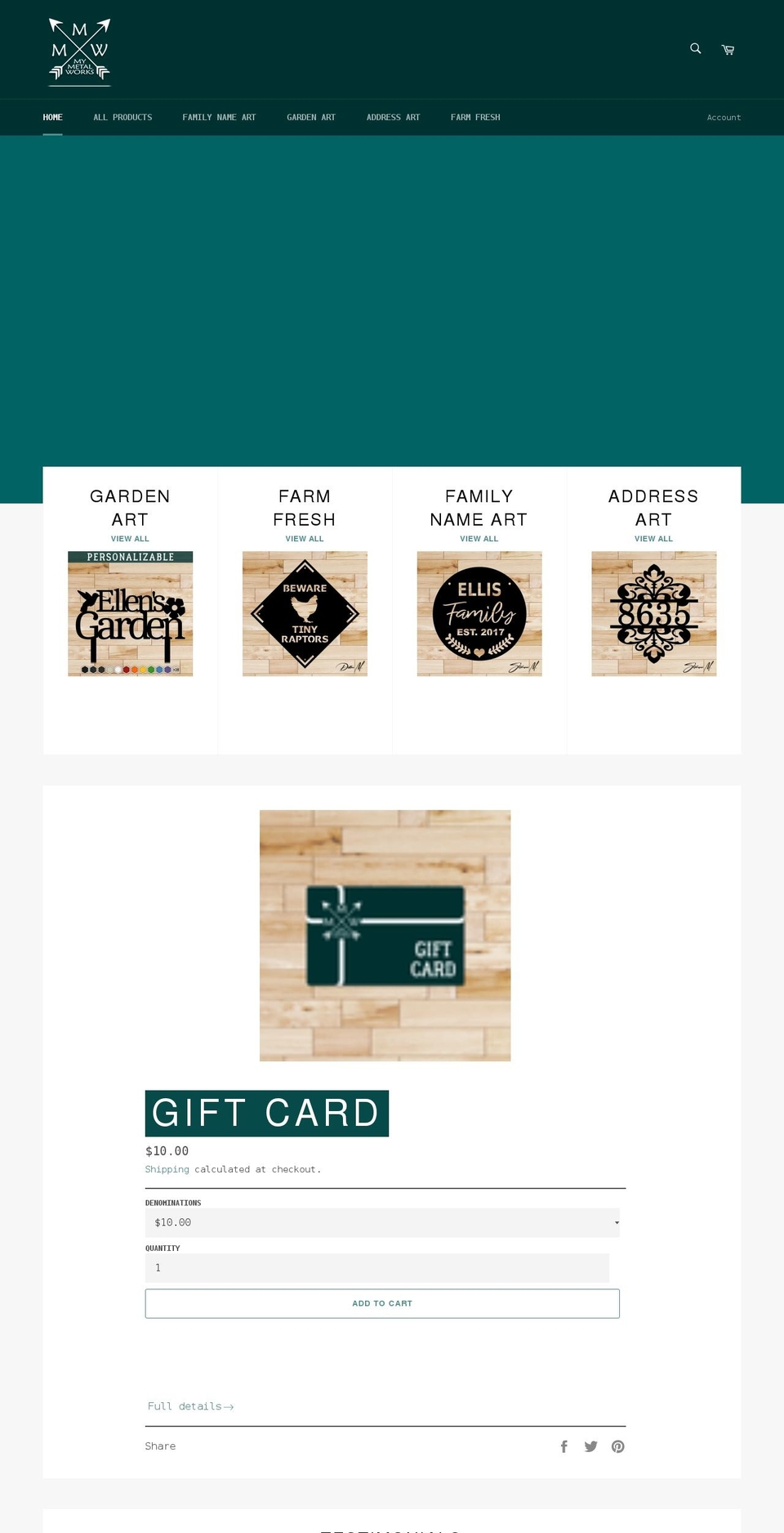 mymetalworks2015.com shopify website screenshot