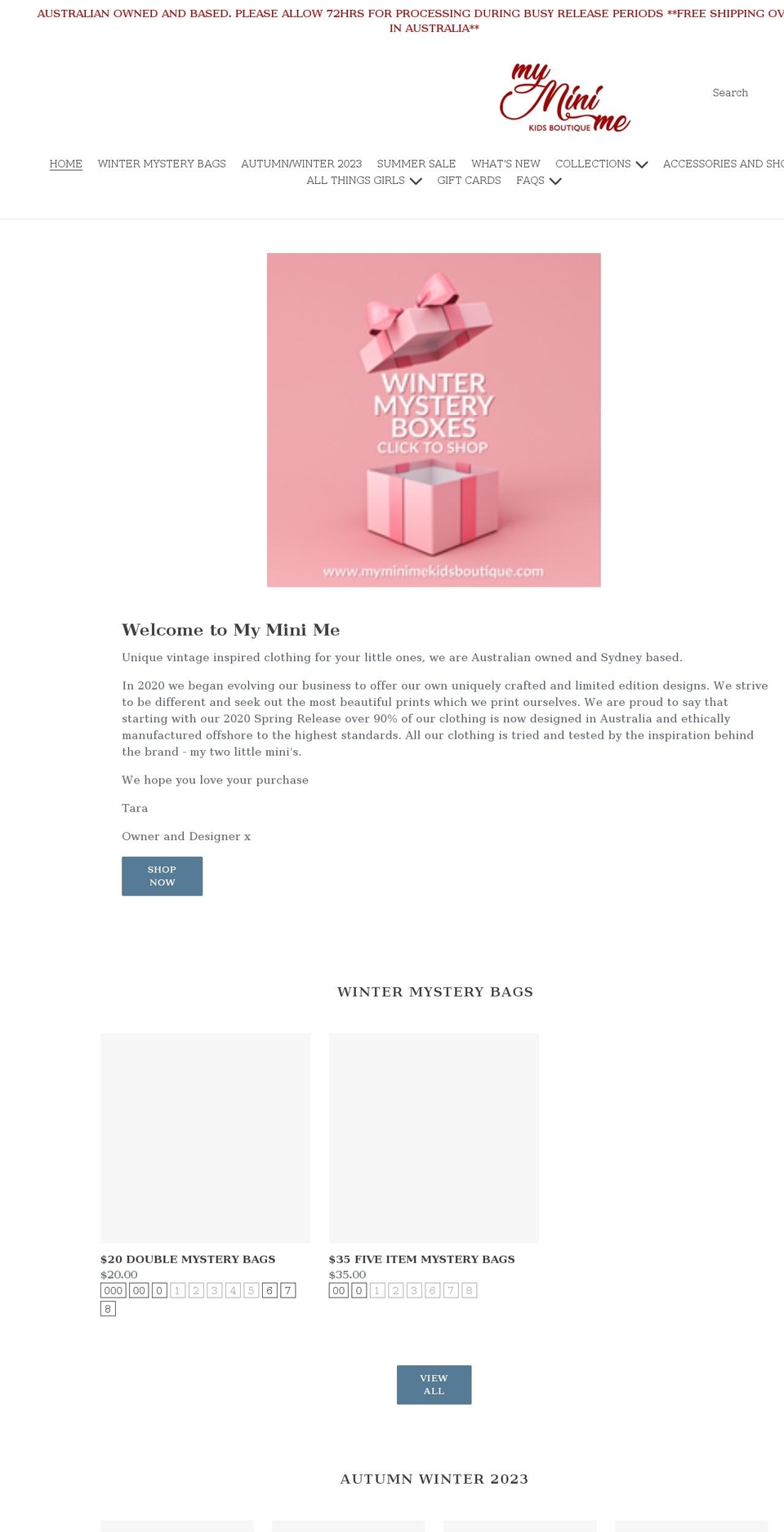 myminimekidsboutique.com shopify website screenshot