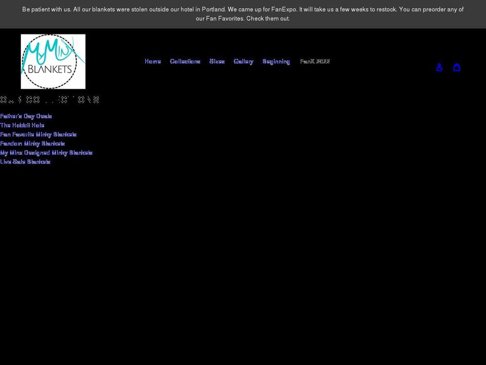 myminxblankets.com shopify website screenshot