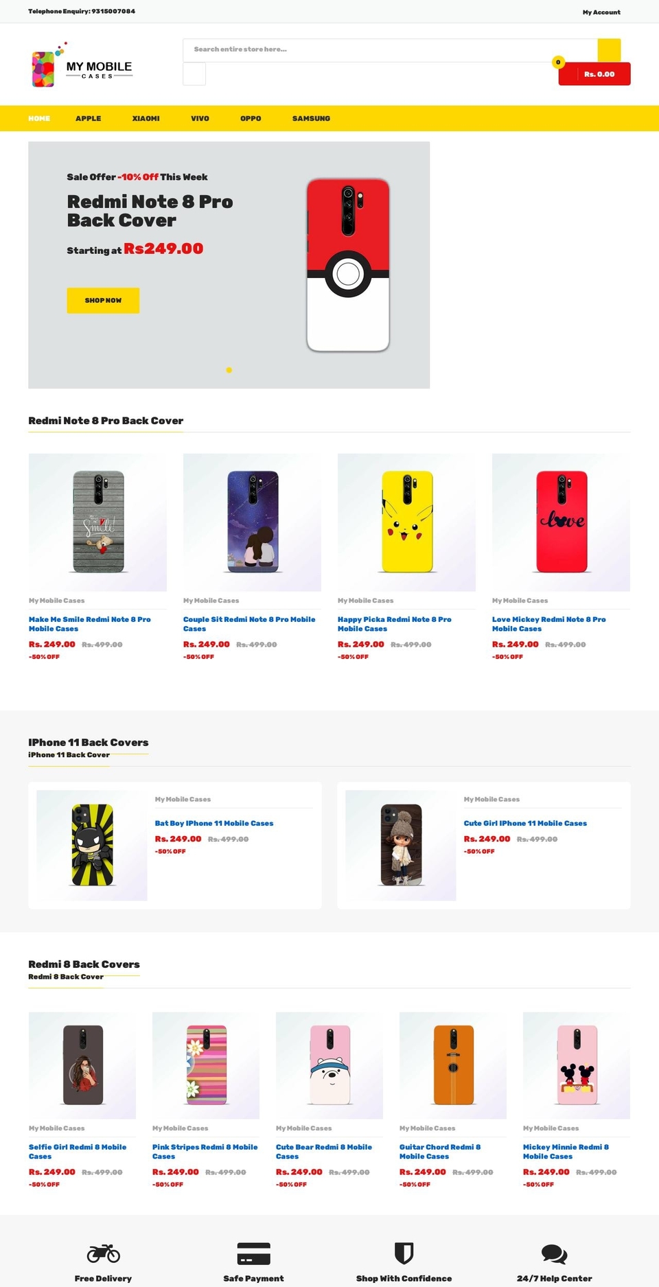 mymobilecases.com shopify website screenshot