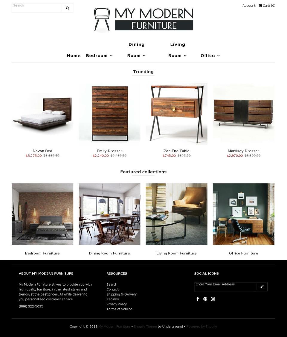 mymodernfurniture.com shopify website screenshot