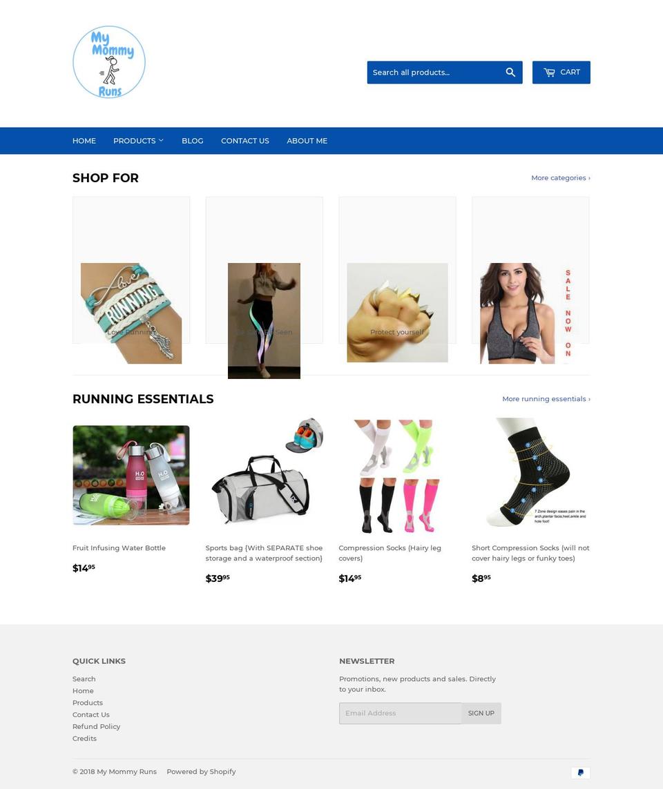 mymommyruns.com — Shopify storefront screenshot