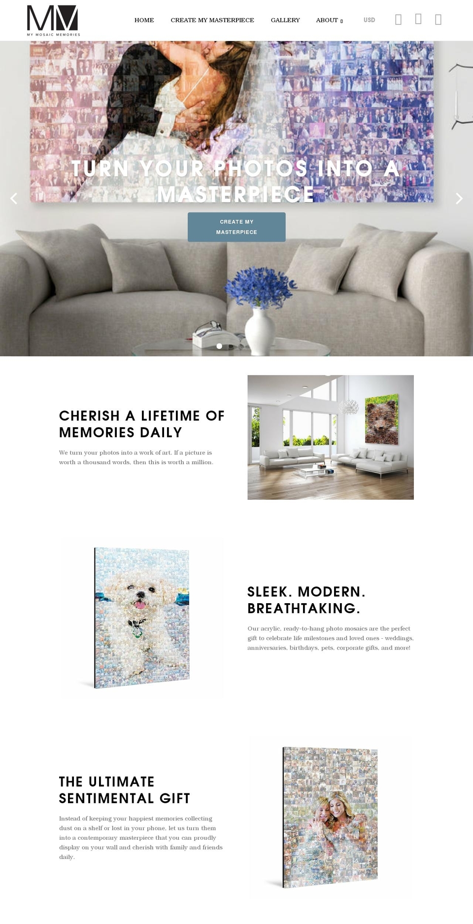 mymosaicmemories.com shopify website screenshot