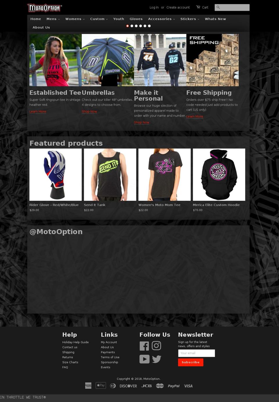 mymotooption.com — Shopify storefront screenshot