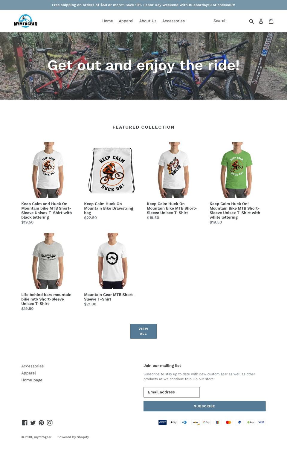 mymtbgear.com — Shopify storefront screenshot