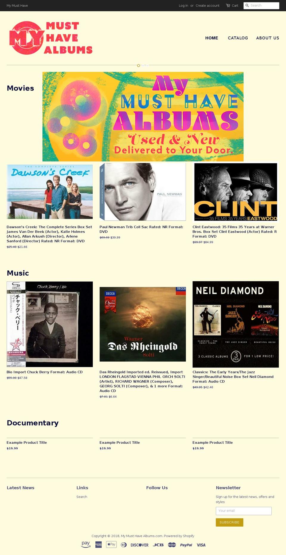 mymusthavealbums.com — Shopify storefront screenshot